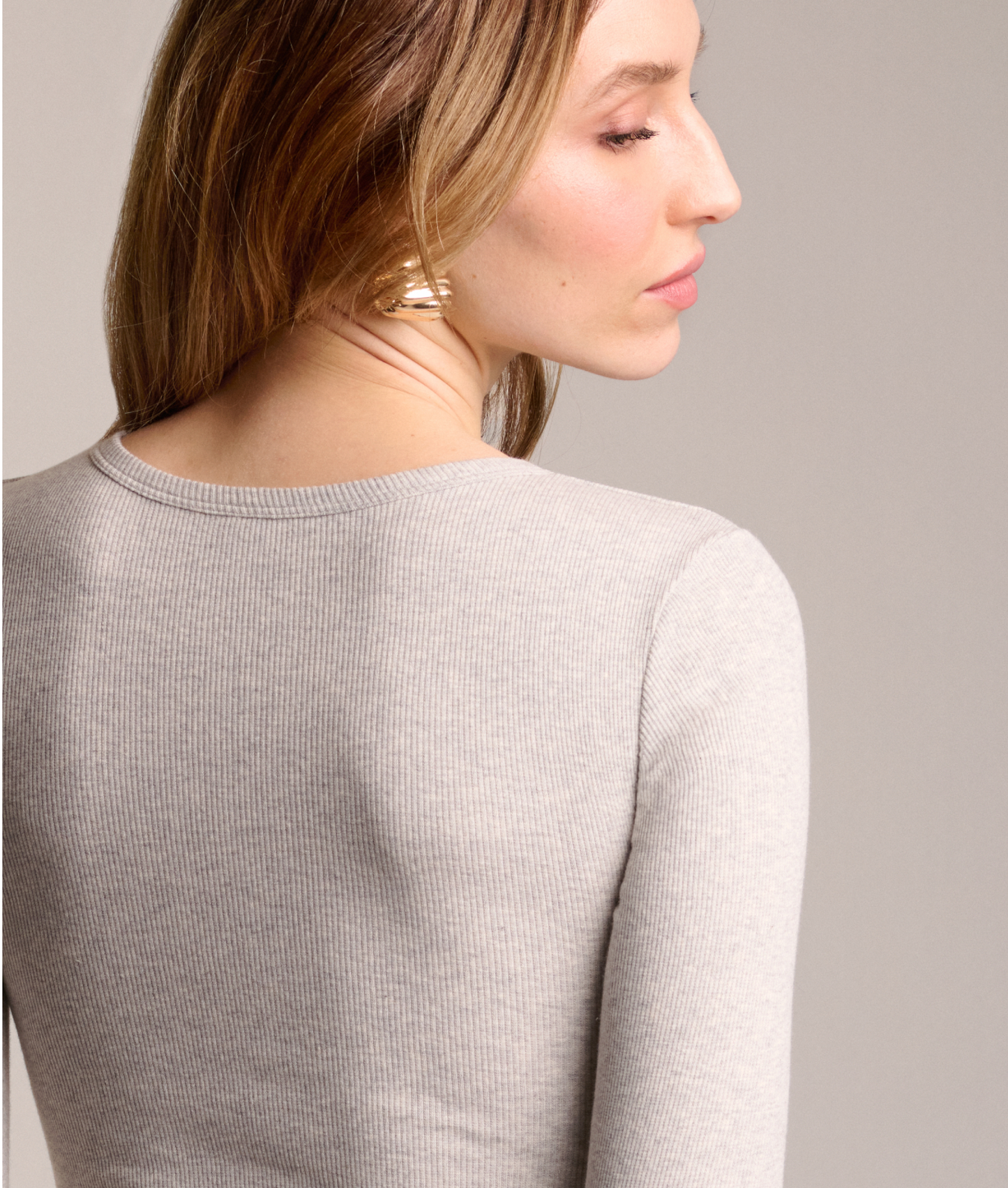 Ribbed Cotton Long Sleeve Tee-shirt