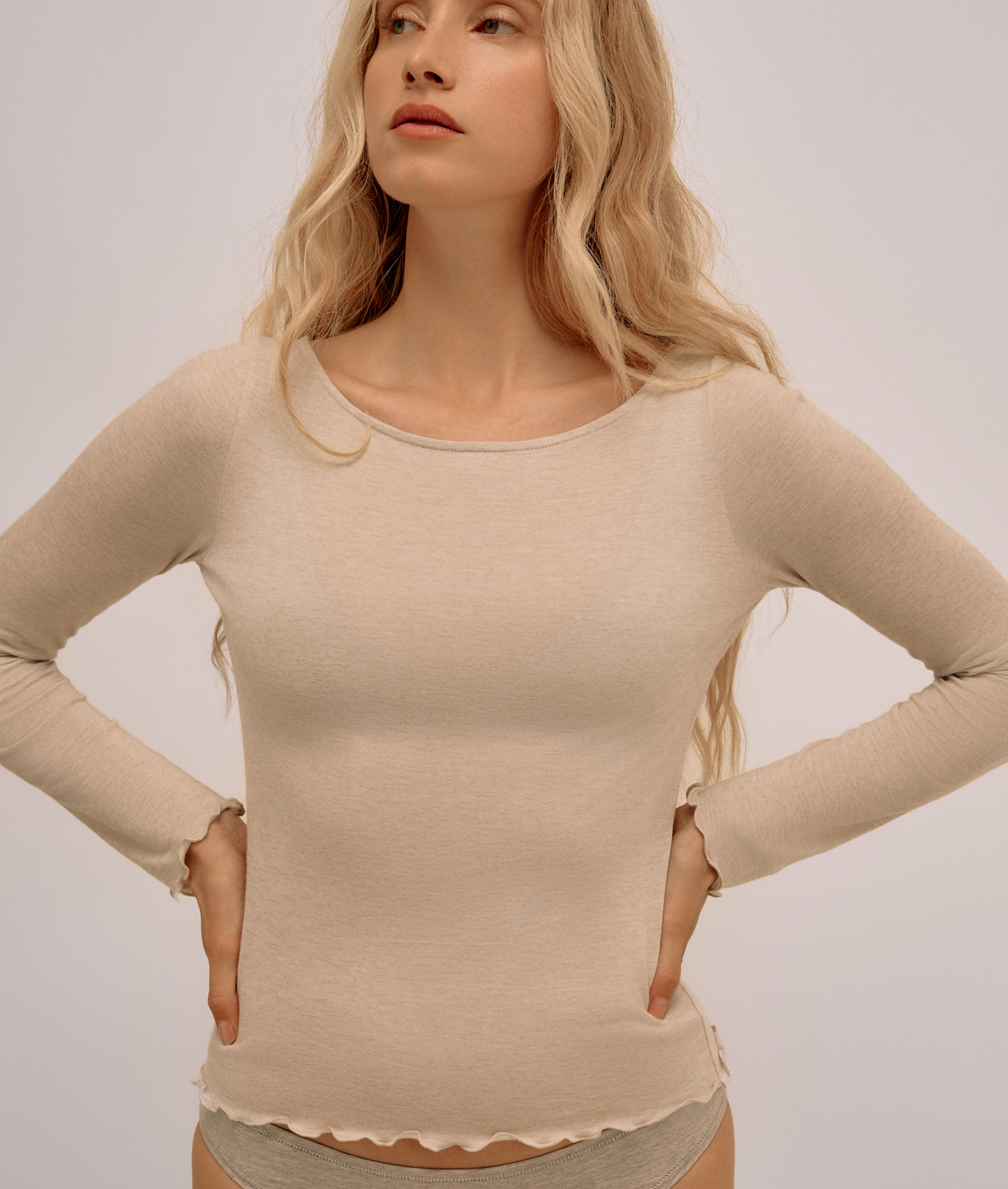 Modal & Cashmere Flared Neck Top