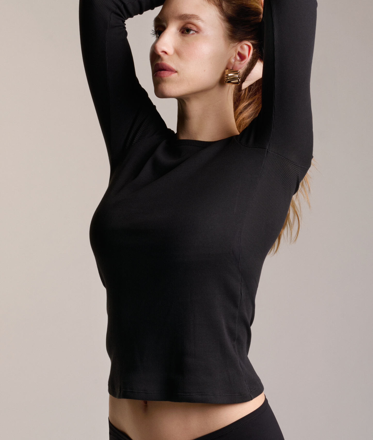 Ribbed Cotton Long Sleeve Tee-shirt