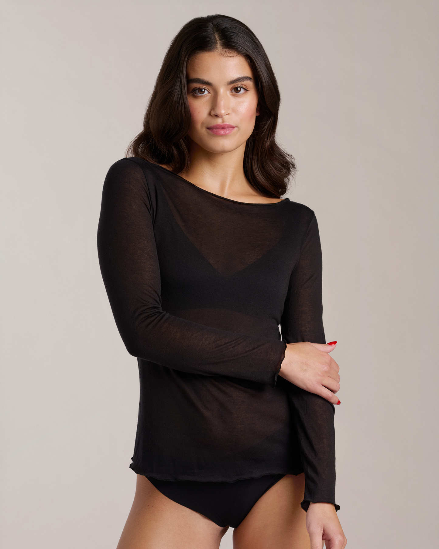 Top Encolure Evasée Toucher Soie