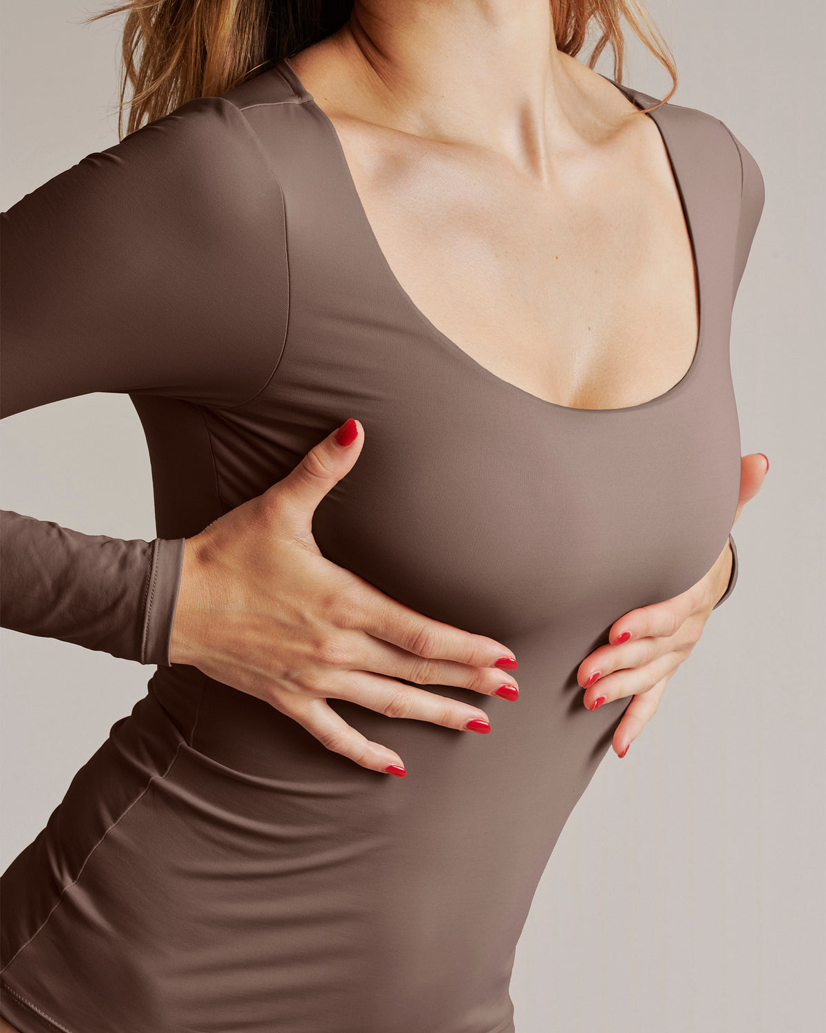 Top Manches Longues Repulpant - Taupe
