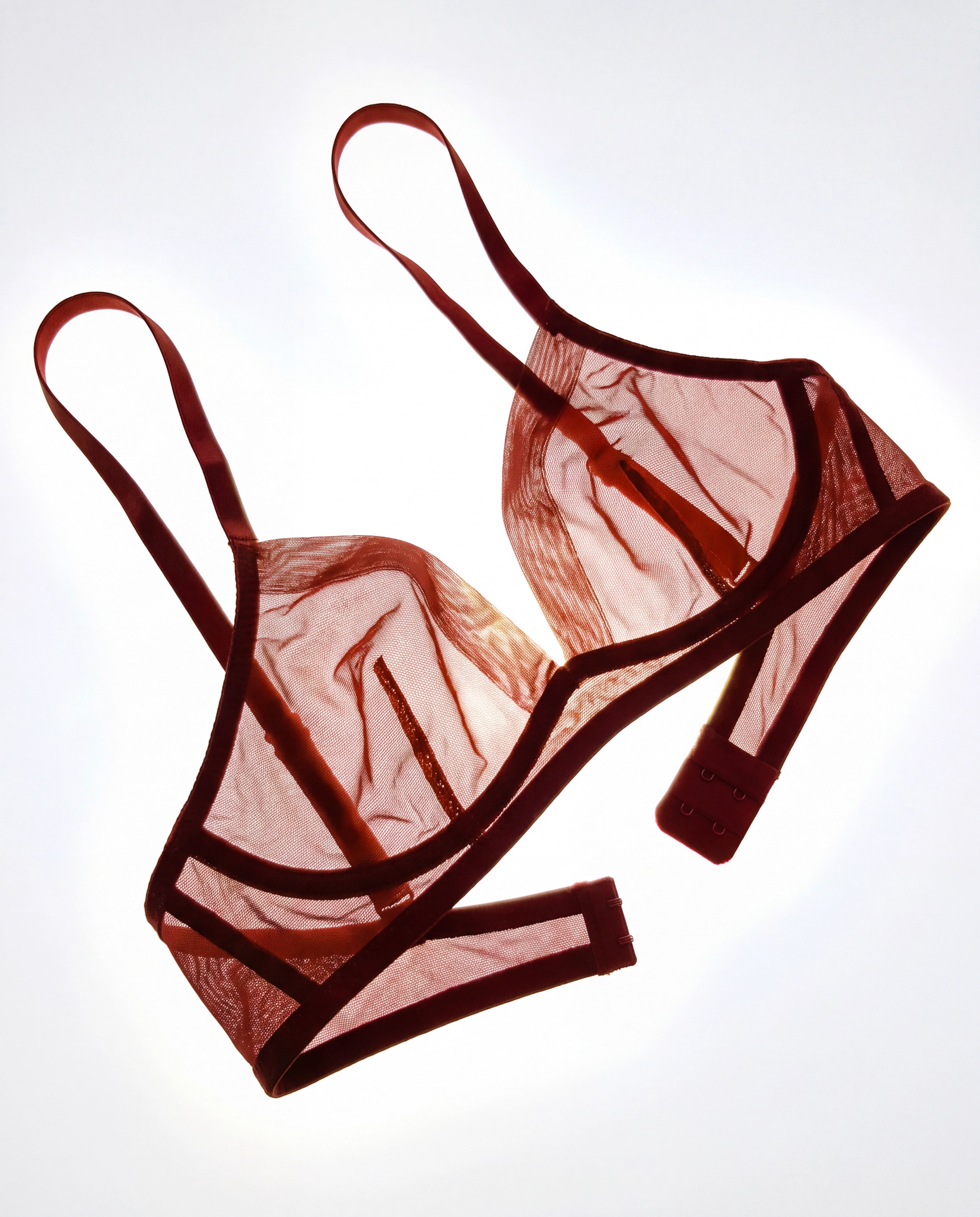 Soft Mesh Deep V Bra - Grape