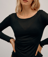 Modal & Cashmere Flared Neck Top