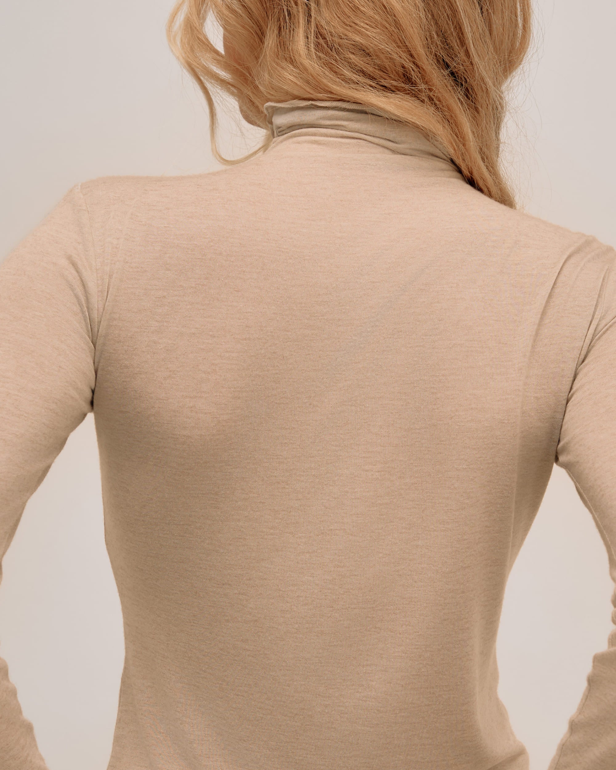 Top Col Montant Cachemire & Modal - Beige