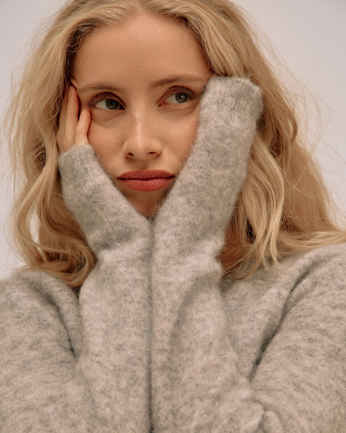Cardigan Col Rond avec Alpaga - Grey