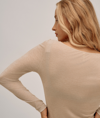 Modal &amp; Cashmere Lace Neckline Top