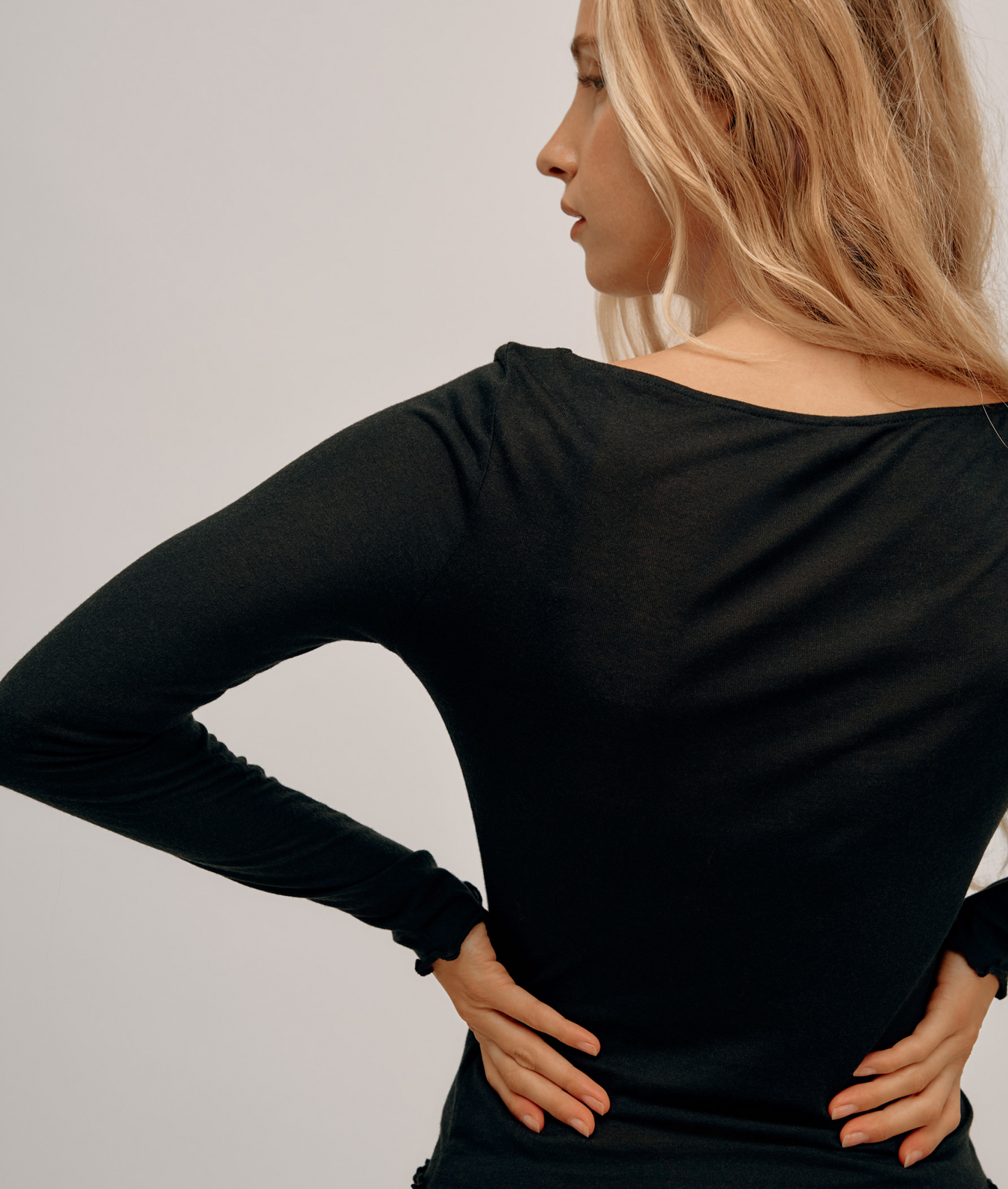 Modal &amp; Cashmere Flared Neck Top