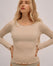 Flared Neck Cashmere & Modal Top - Beige