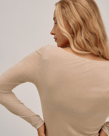 Modal & Cashmere Lace Neckline Top