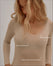 Top Décolleté Dentelle Cachemire & Modal - Beige