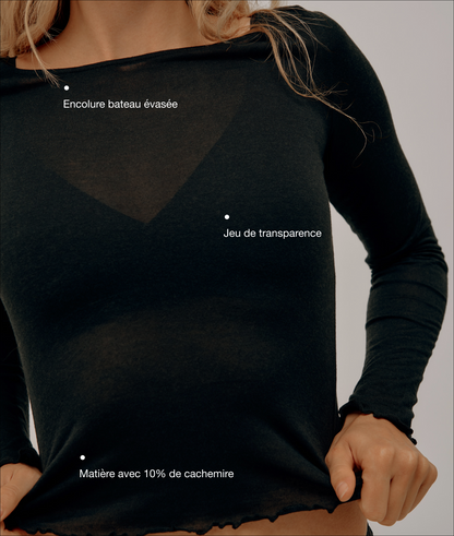 Modal & Cashmere Flared Neck Top