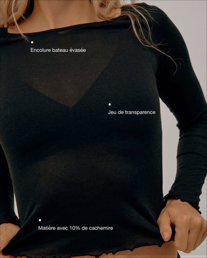 Top Encolure Évasée Cachemire & Modal