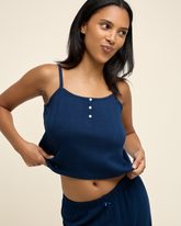 Caraco de Pyjama Pointelle - Midnight Blue
