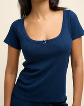 Haut de Pyjama Pointelle - Midnight Blue