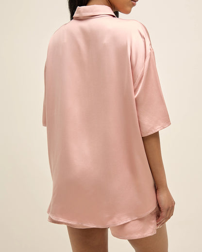 Chemise de Pyjama Oversized Satin - Blush