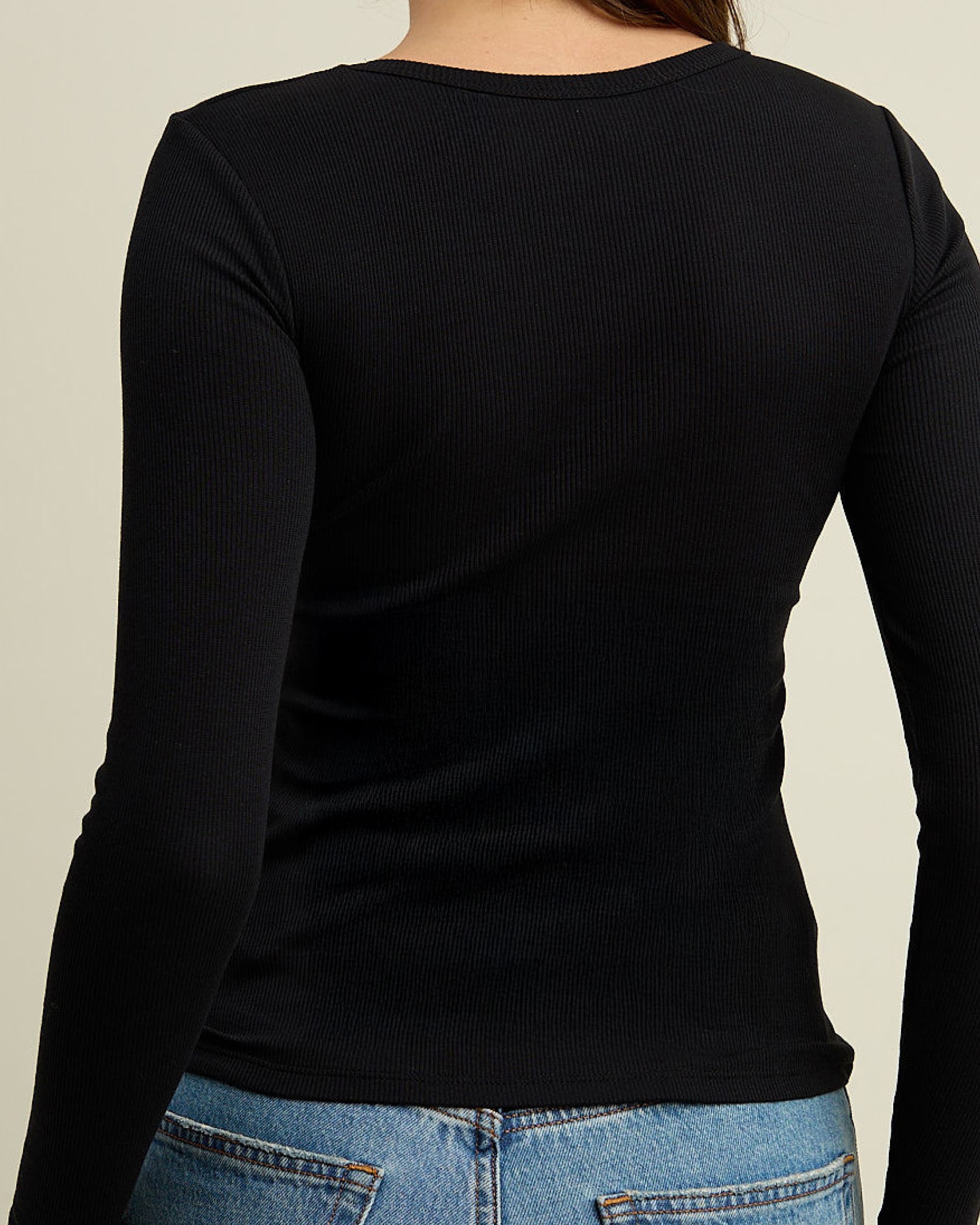 Ribbed Cotton Long Sleeve Tee-shirt