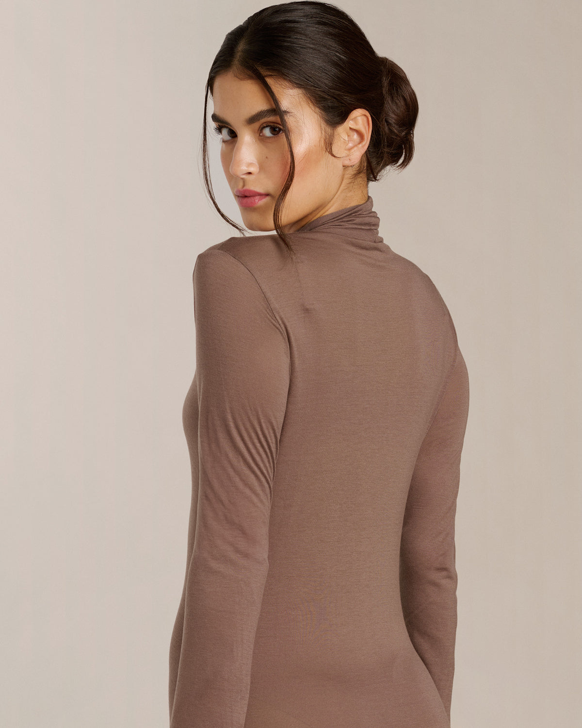 Silk-touch high-neck top
