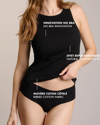 Ribbed Cotton Halter Top