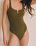 Square Neck One-Piece Swimsuit - Greenstone