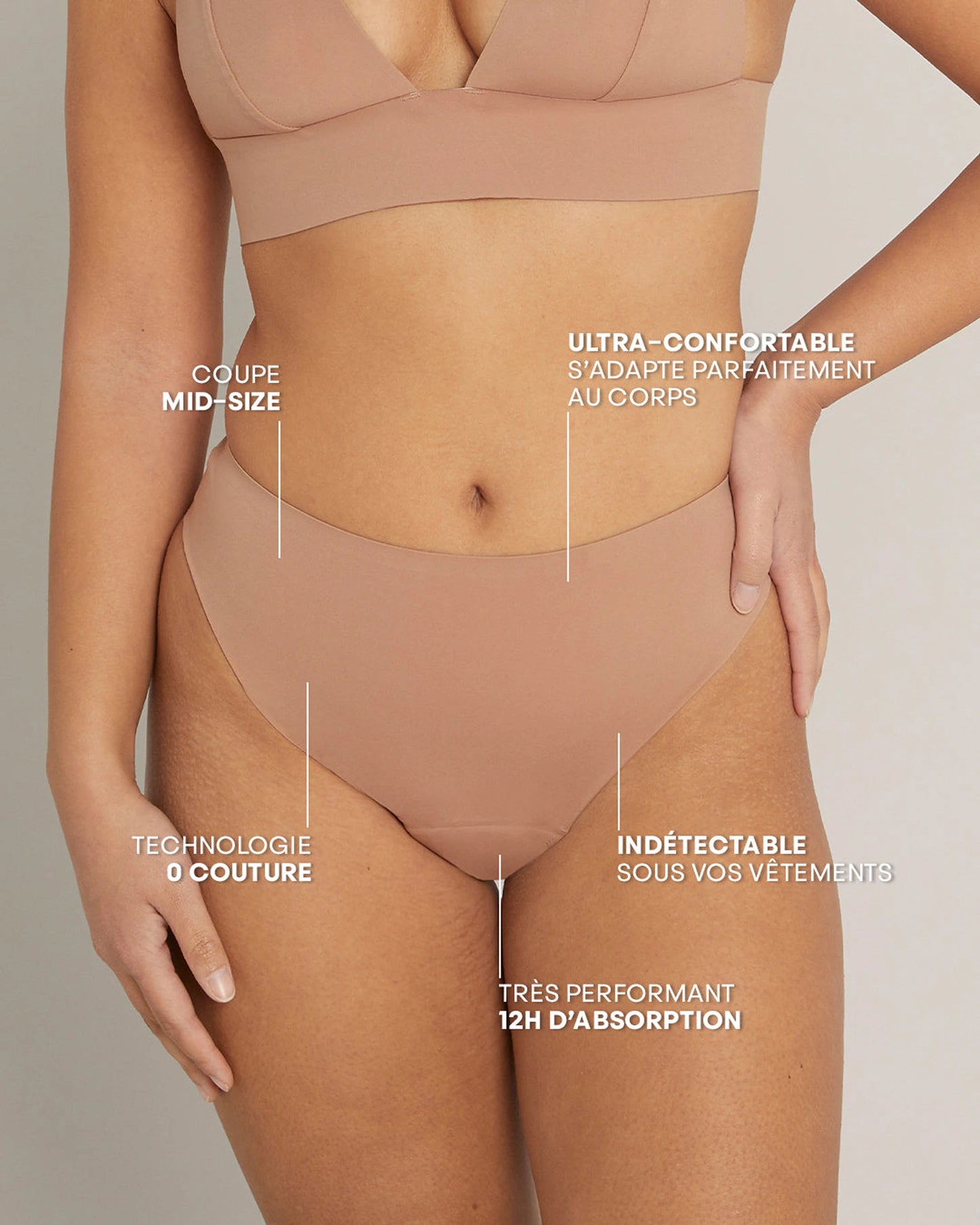 Culotte Menstruelle Parfaite - Mi-haute - Nude