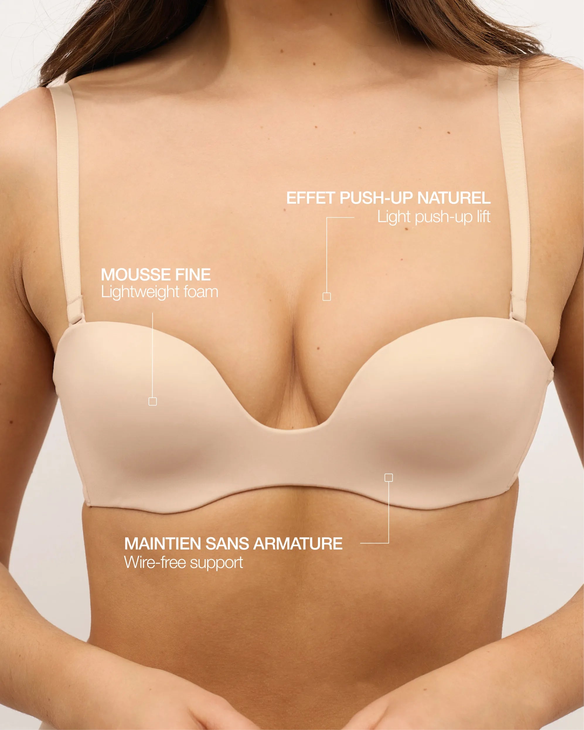 Deep Plunge Bra - Light Beige