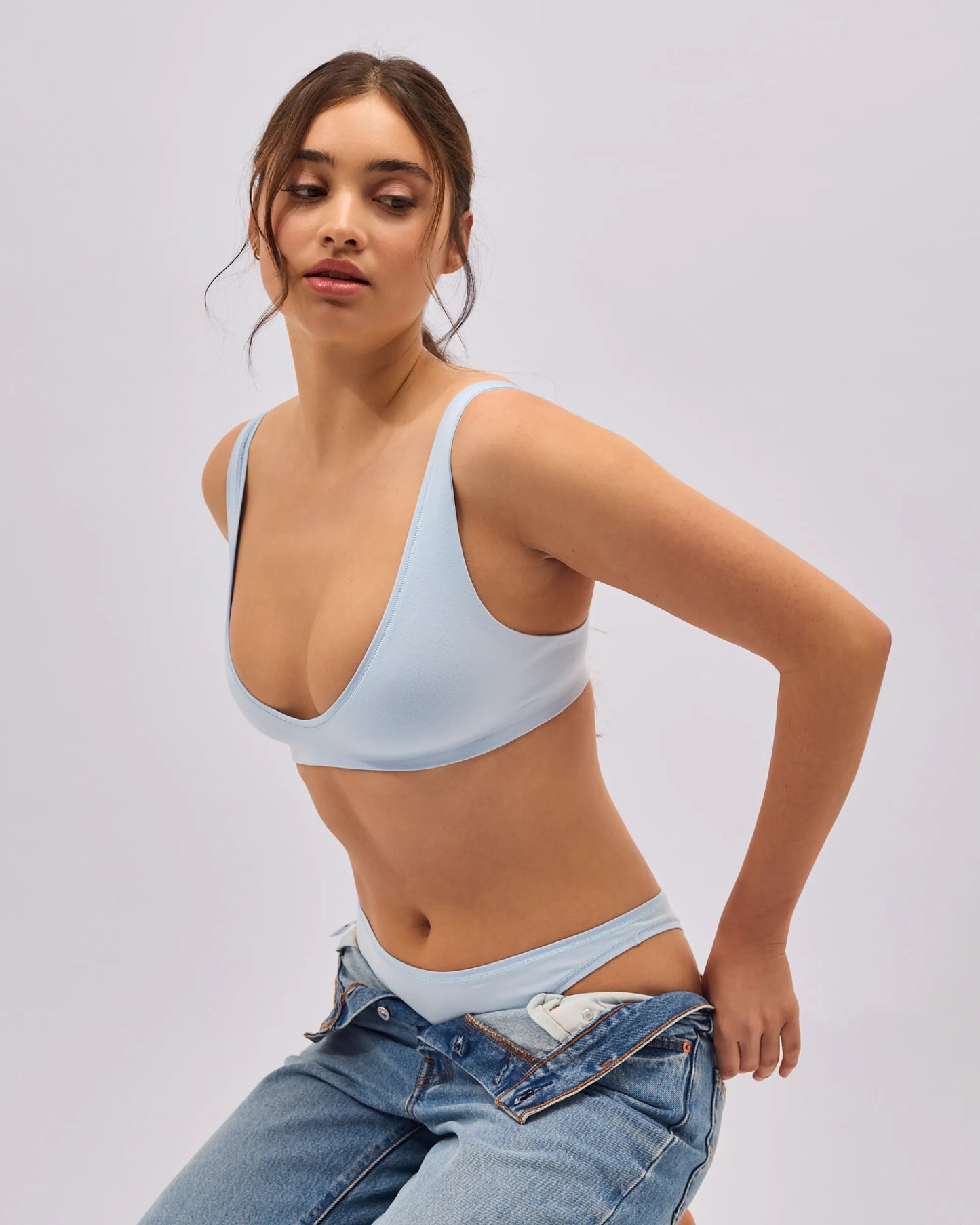 Brassière Hot Décolleté Coton - Baby Blue