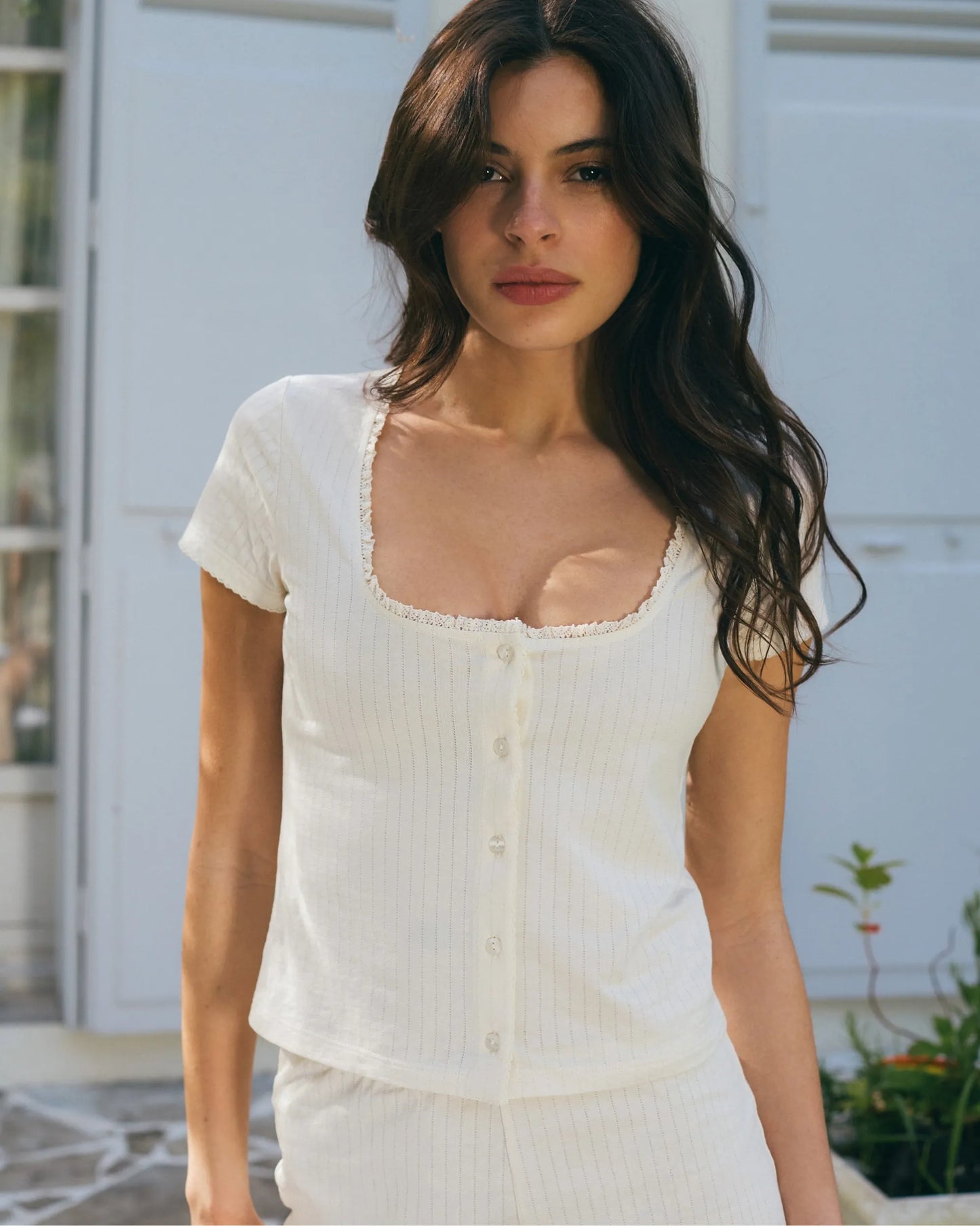 Haut de pyjama - Off-White - Blooming Night