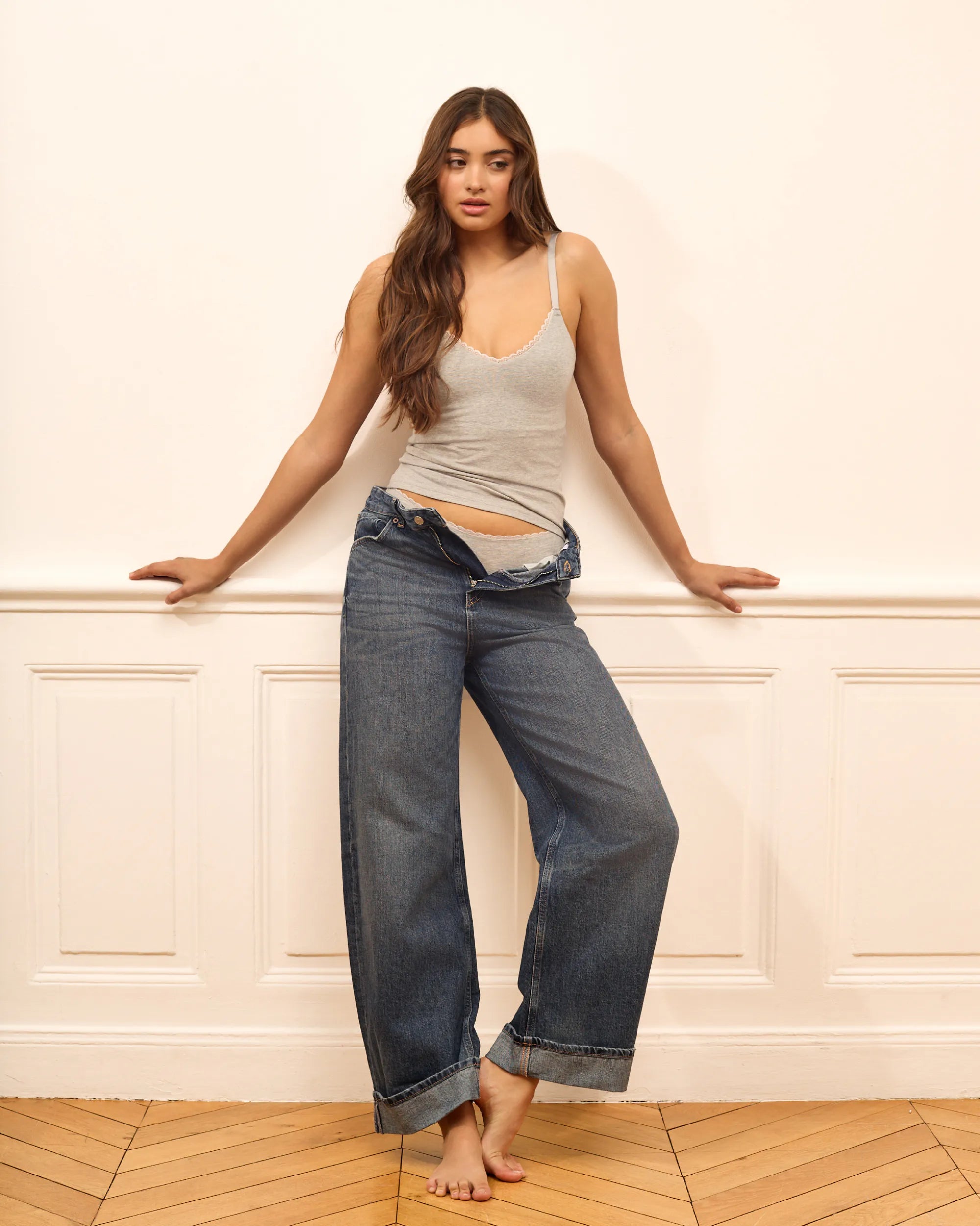 Caraco Coton Dentelle - Light Grey