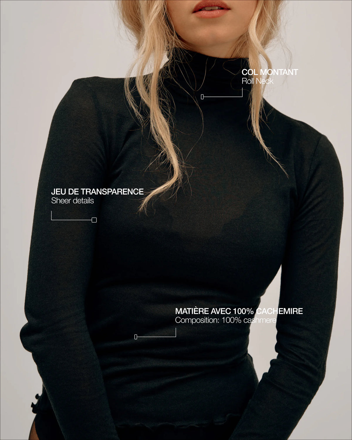 Cashmere & Modal High-Neck Top - Dark
