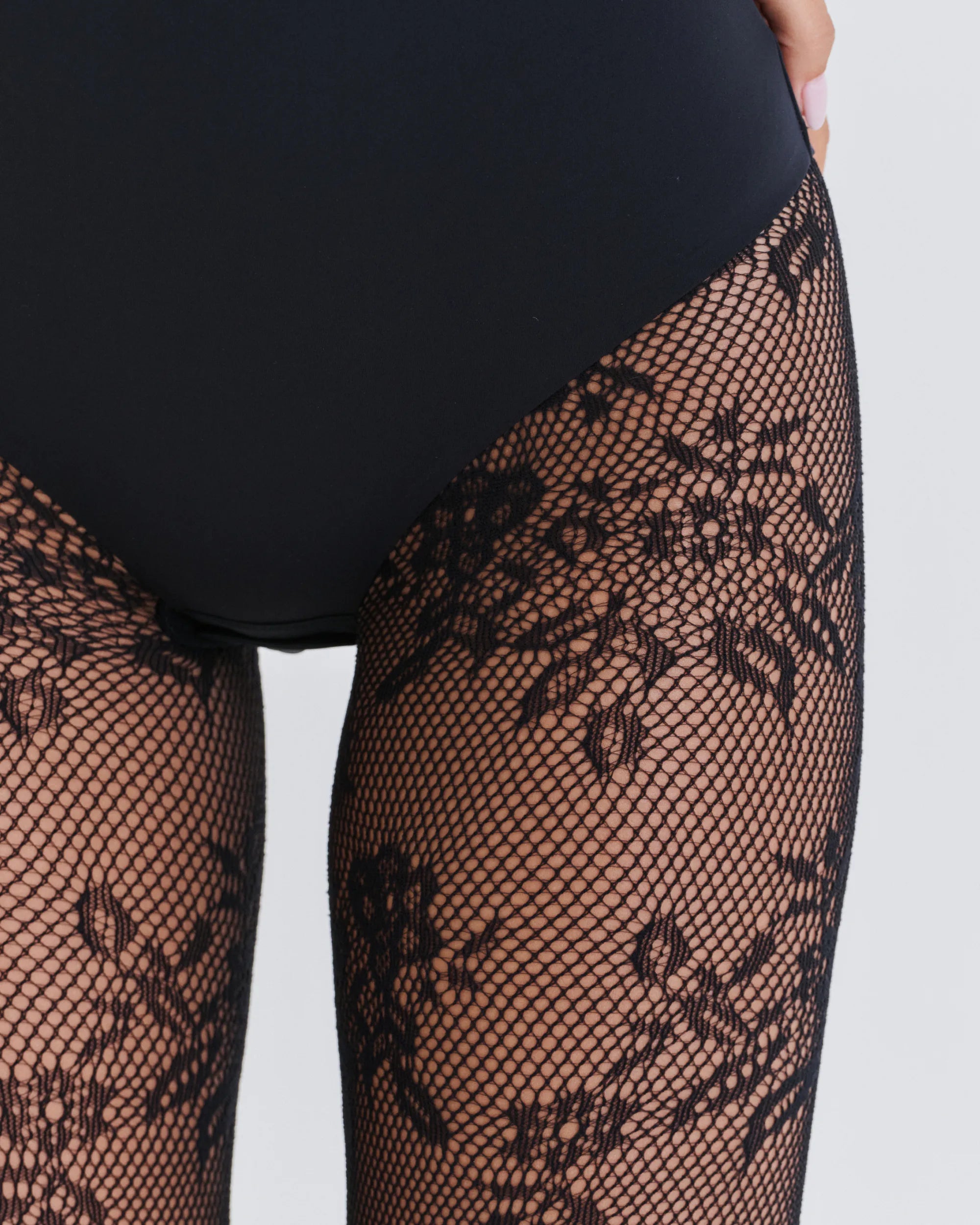 Floral Lace Tights - Dark