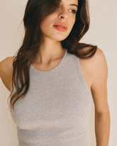 Top Encolure Américaine Coton Côtelé - Light Grey