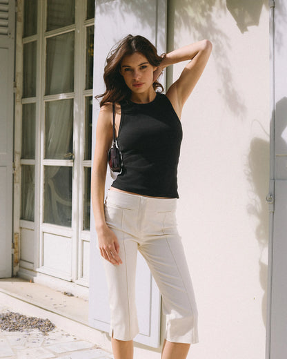 Ribbed Cotton Halter Top