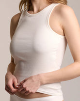 Top Encolure Américaine Coton Côtelé - Off White