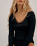 Cashmere & Modal Lace Plunging-Neckline Top - Dark