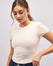 Cotton No Bra Round Neck T-Shirt - Off White