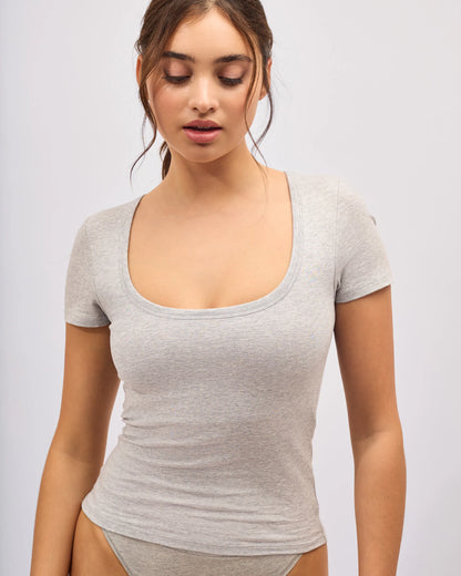 Tee-Shirt Décolleté Coton No Bra - Light Grey