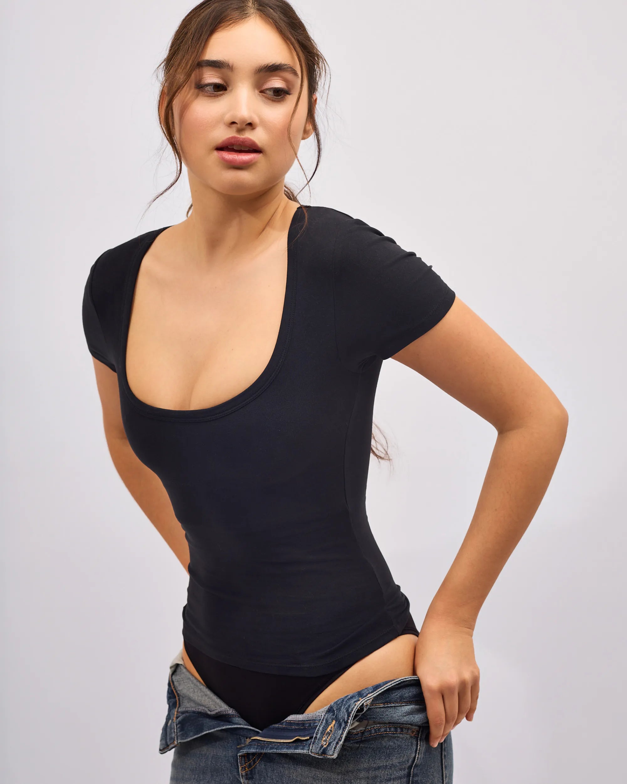 Tee-Shirt Décolleté Coton No Bra - Dark