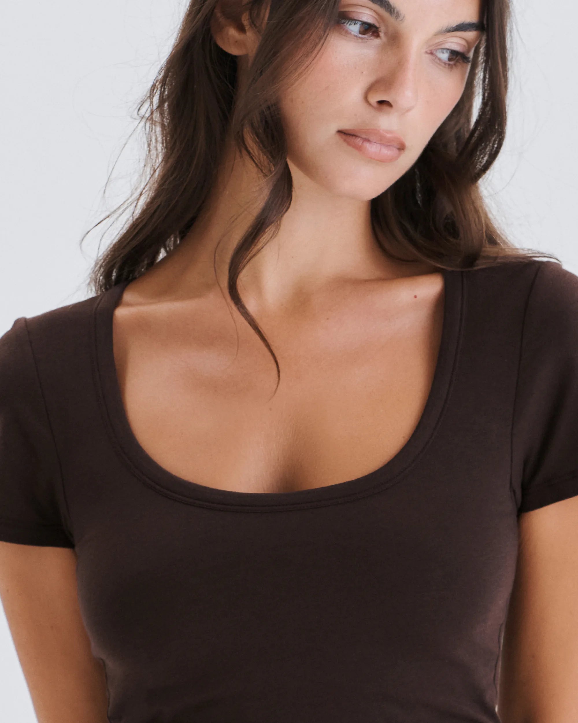 Tee-Shirt Décolleté Coton No Bra - Mocha