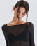 Soft Mesh Boat-Neck Top - Dark