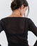 Soft Mesh Boat-Neck Top - Dark