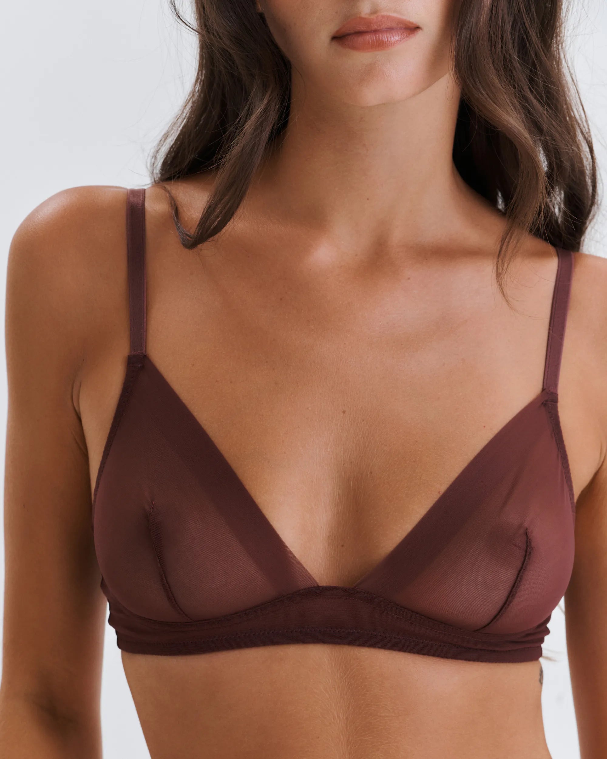Soft Mesh Deep V Bra - Grape